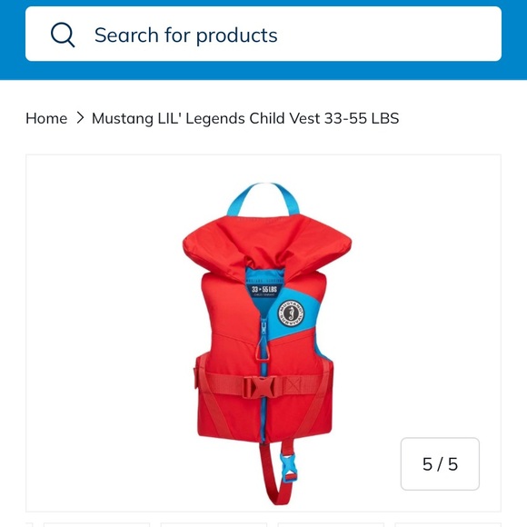 Mustang Lil' Legends Child Life Jacket in Red and Blue 33-55lbs - Picture 1 of 5